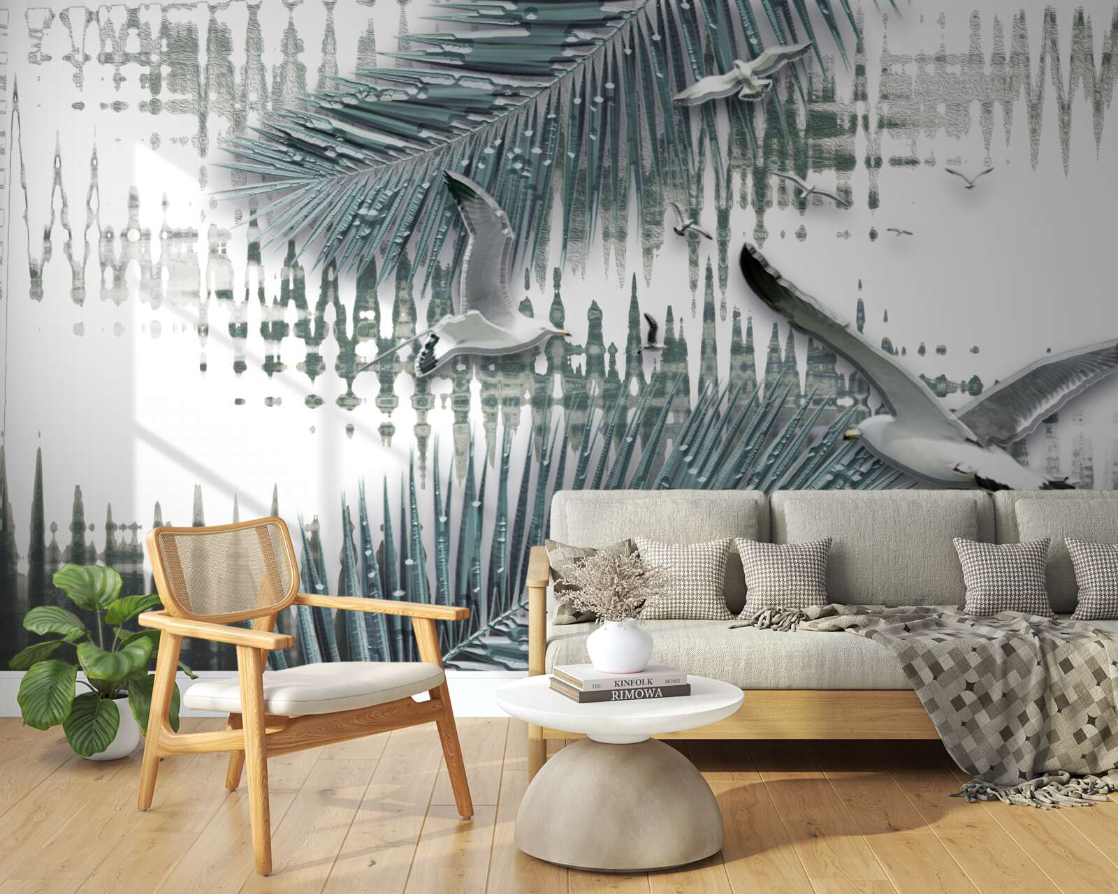 Fototapeta mewy i pióra