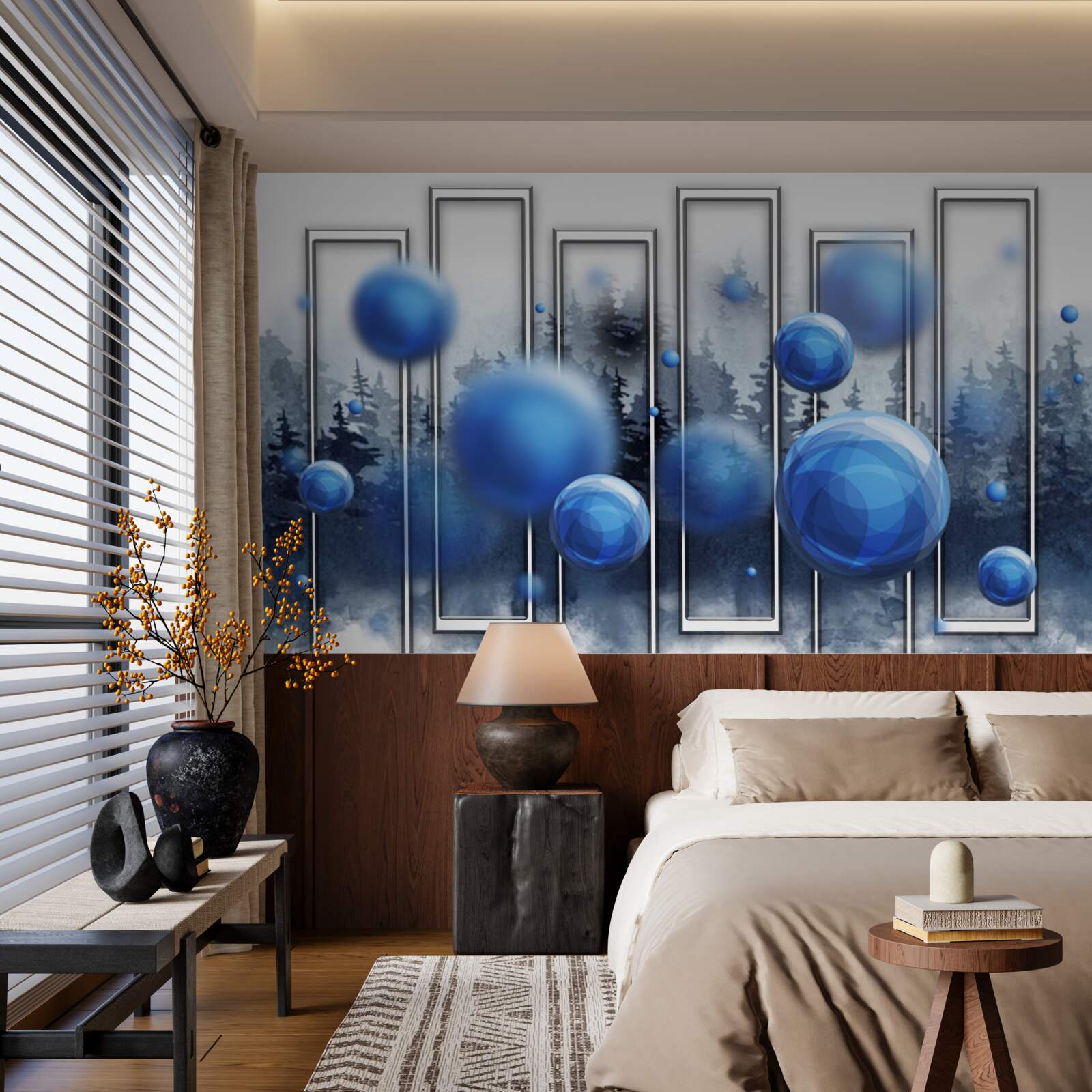 Fototapeta metafora niebieskich kropli wilgoci deszczowej