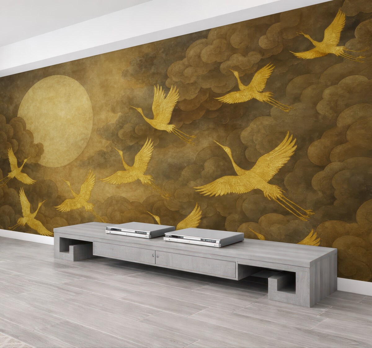 Fototapeta Lot żurawi, w stylu chińskim.