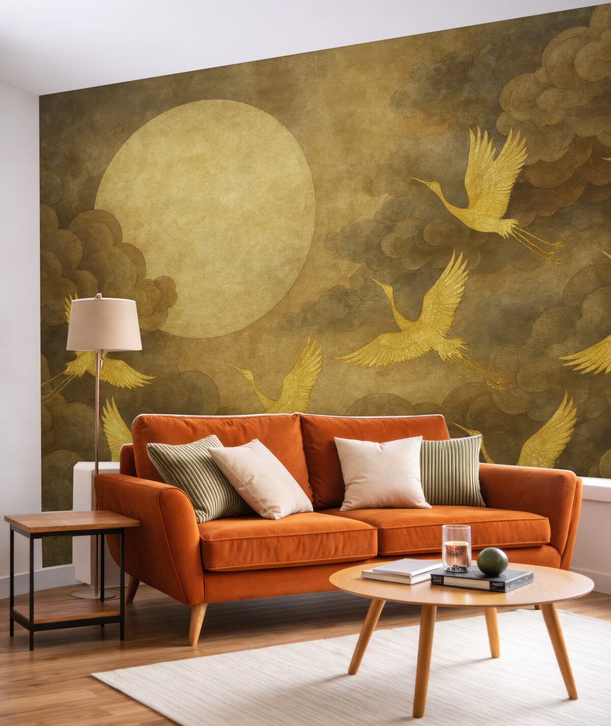 Fototapeta Lot żurawi, w stylu chińskim.