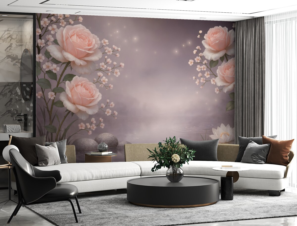 Fototapeta Kwiaty róży na powierzchni wody.