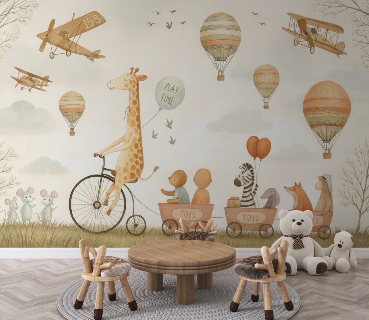 Fototapeta Pokaz technologii lotniczej w formie przypominającej akwarele.