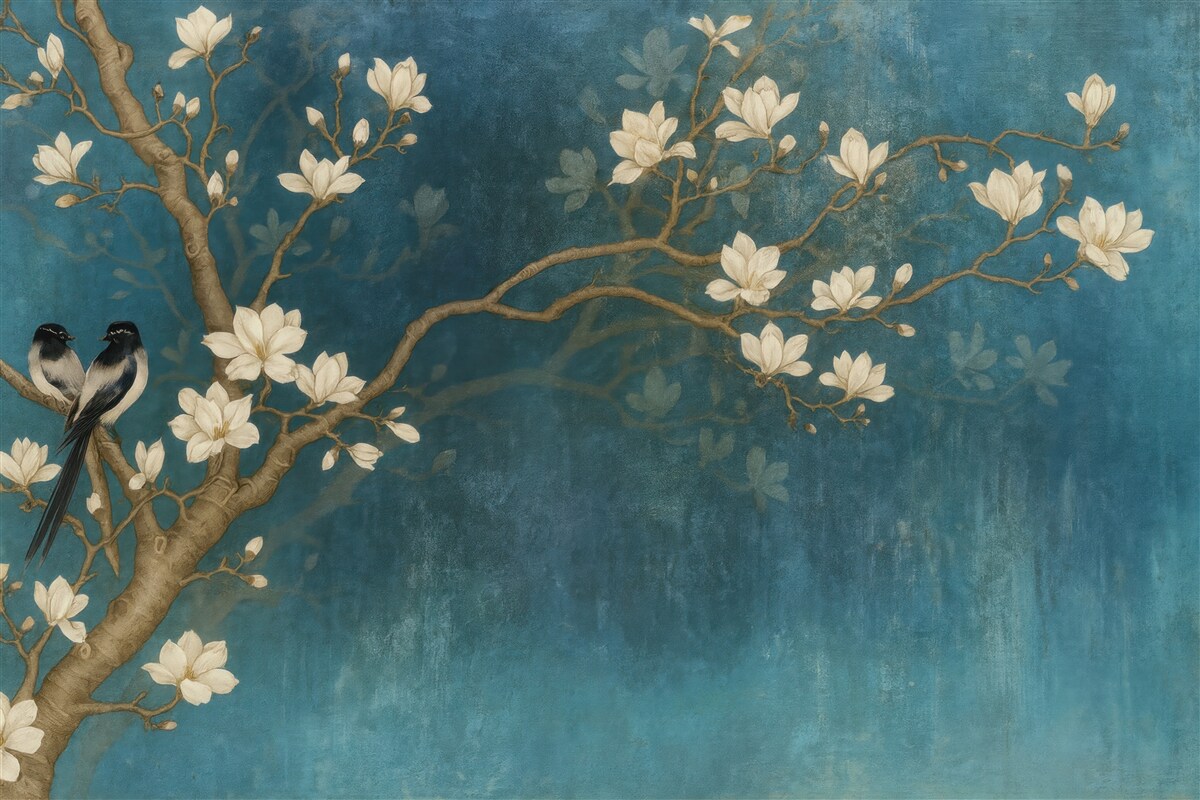 Fototapeta Kwitnące konary i ptaki.