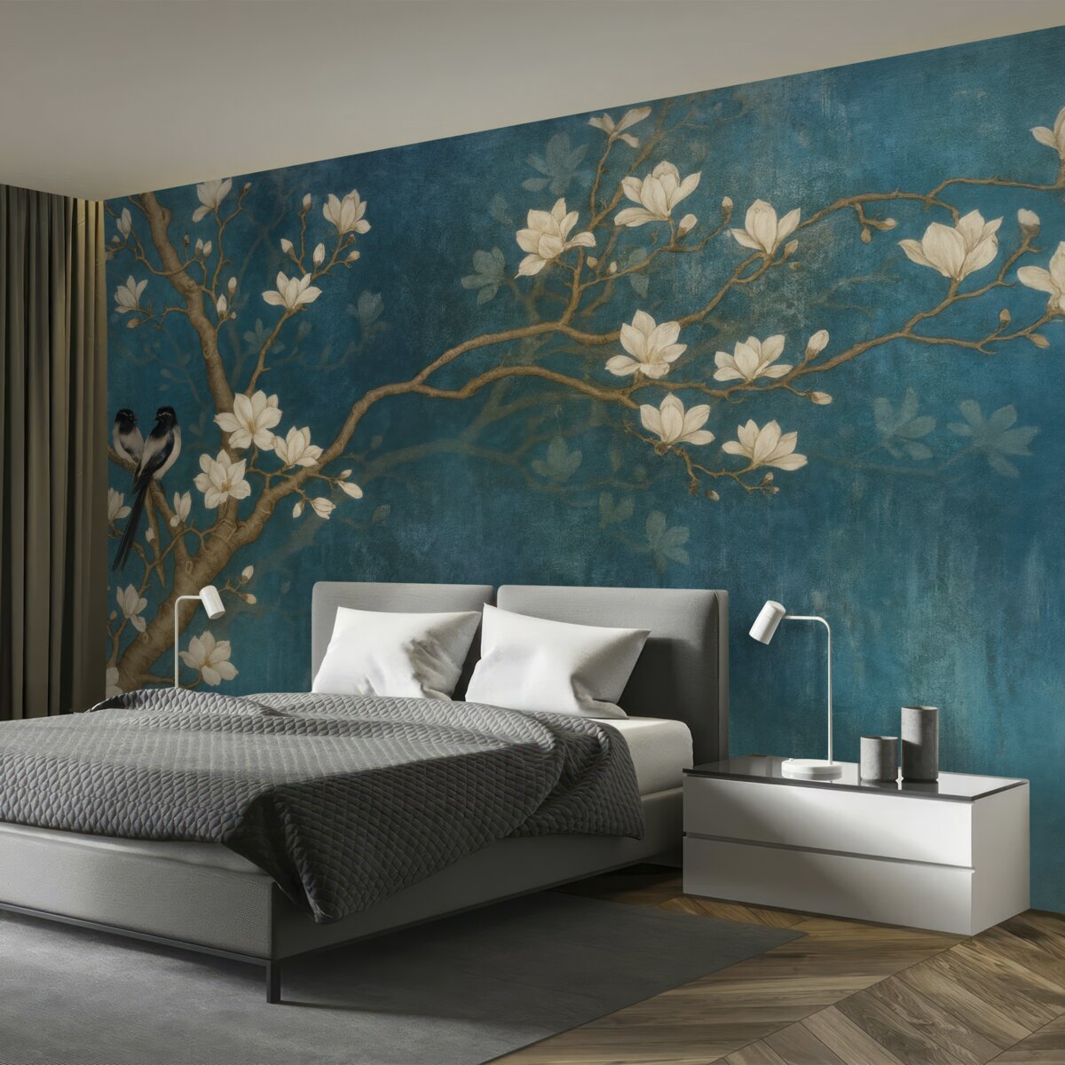 Fototapeta Kwitnące konary i ptaki.