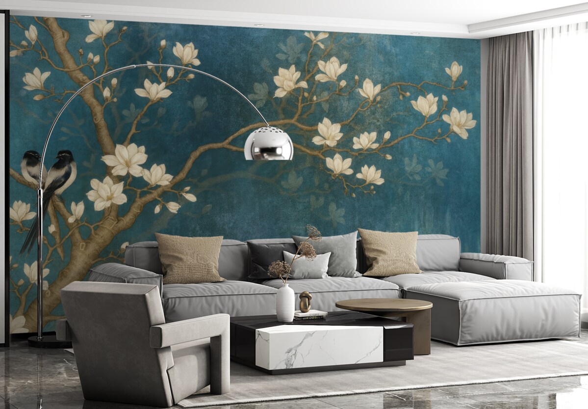 Fototapeta Kwitnące konary i ptaki.