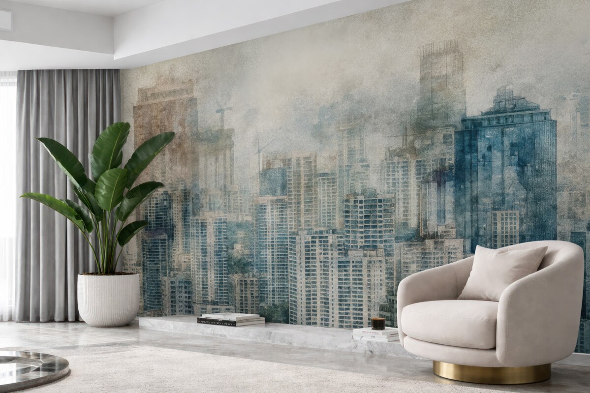 Fototapeta Wodna farba, miasto, tkanina.