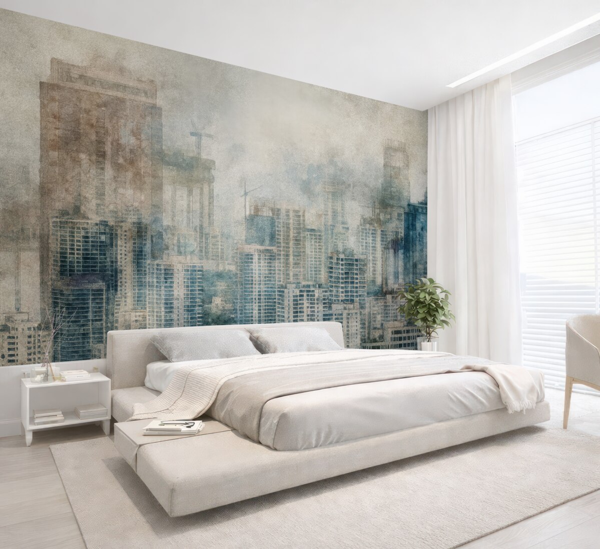 Fototapeta Wodna farba, miasto, tkanina.