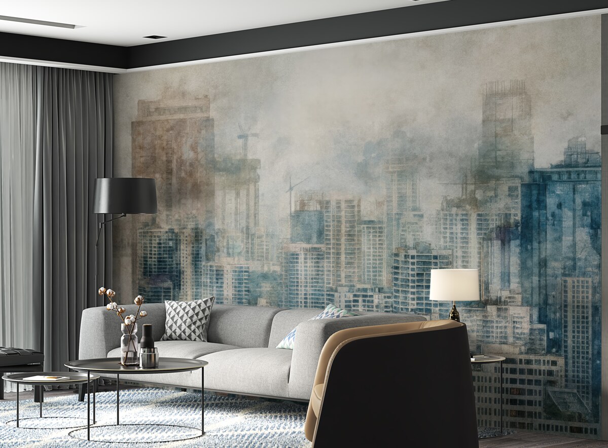 Fototapeta Wodna farba, miasto, tkanina.