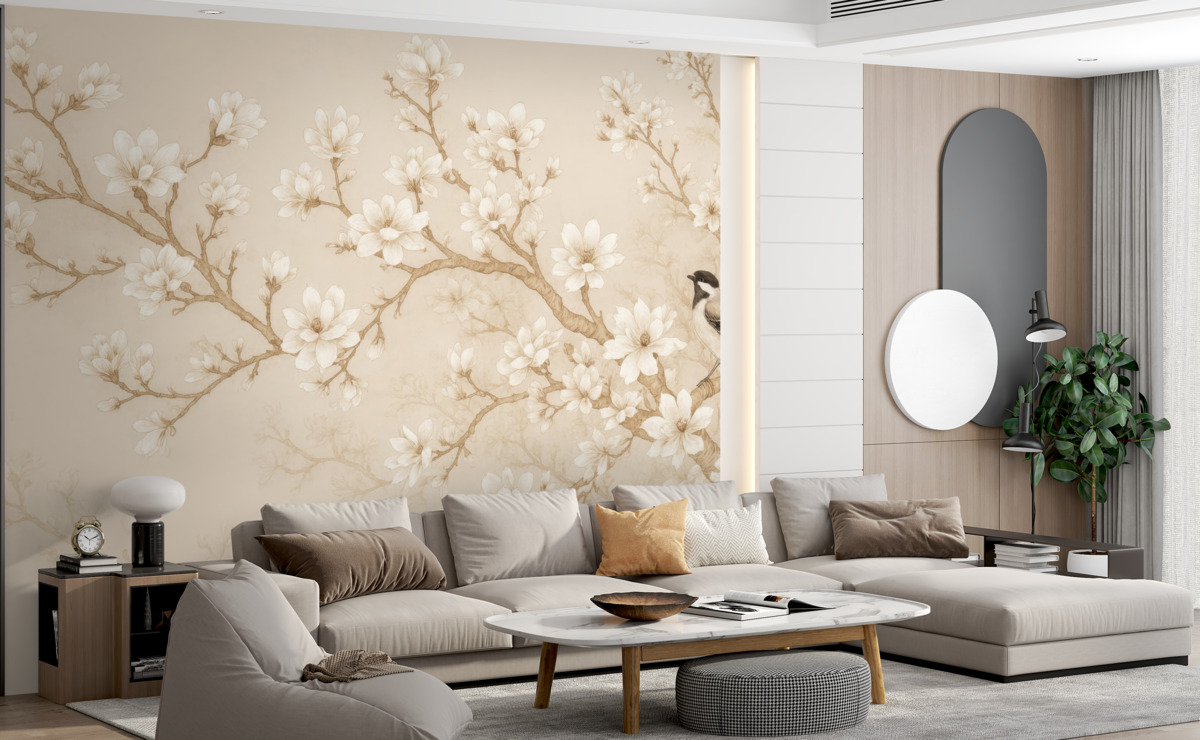 Fototapeta Rozkwitające drzewo i ptaki.