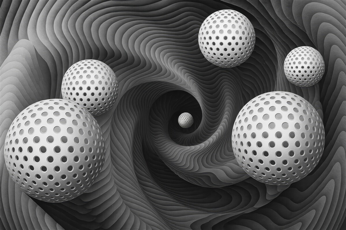 Fototapeta Abstrakcyjne motywy z unoszącymi się kulami.