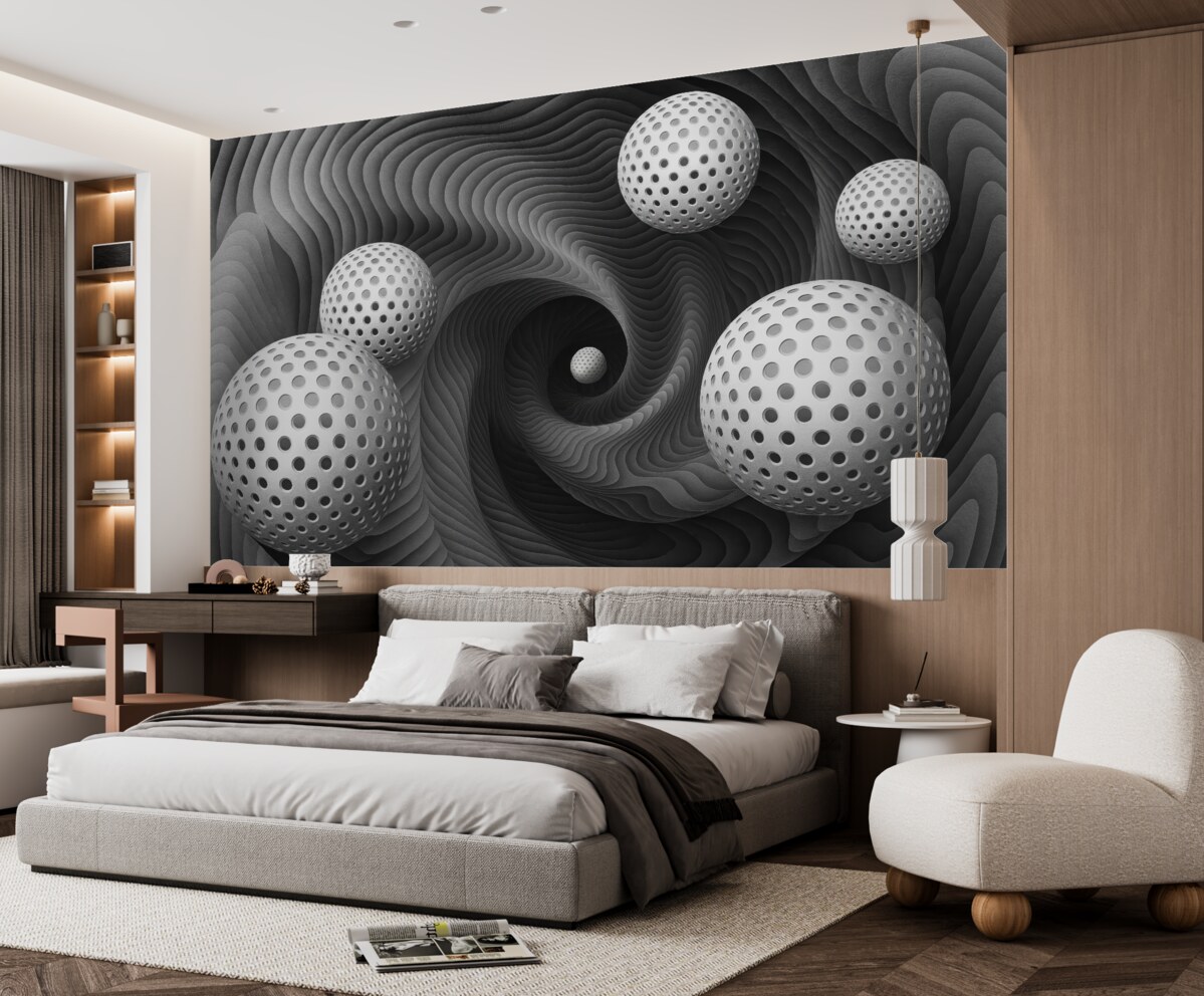 Fototapeta Abstrakcyjne motywy z unoszącymi się kulami.