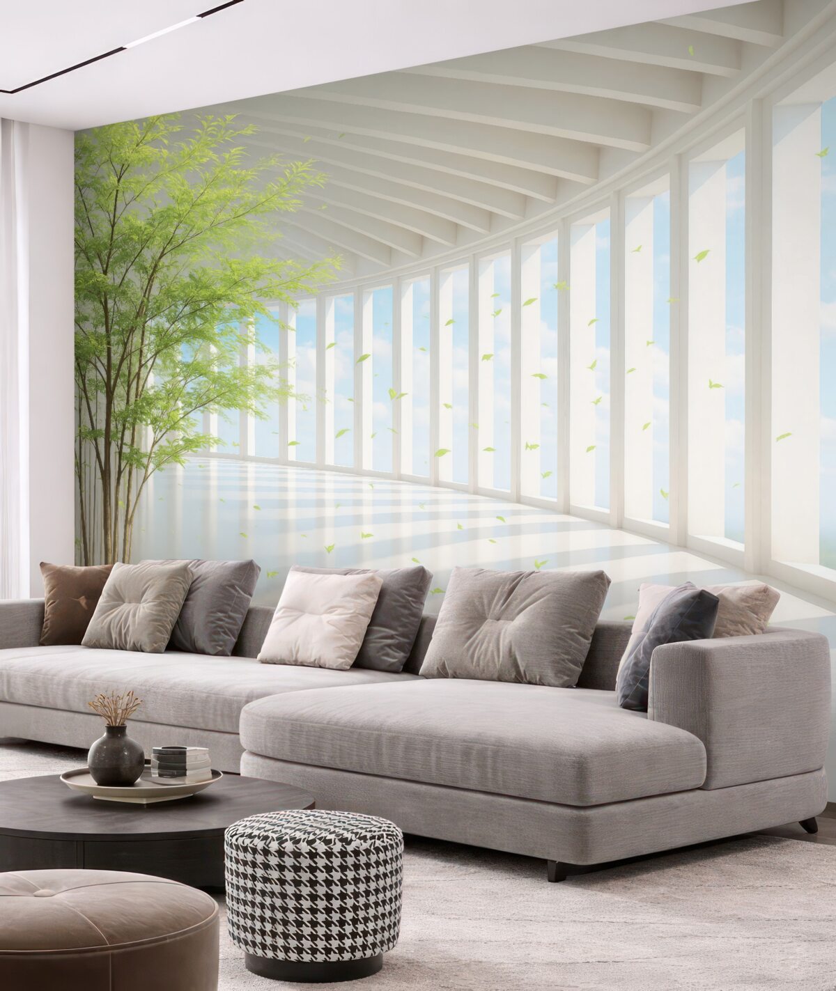 Fototapeta Tunel z panoramicznym widokiem na chmury.