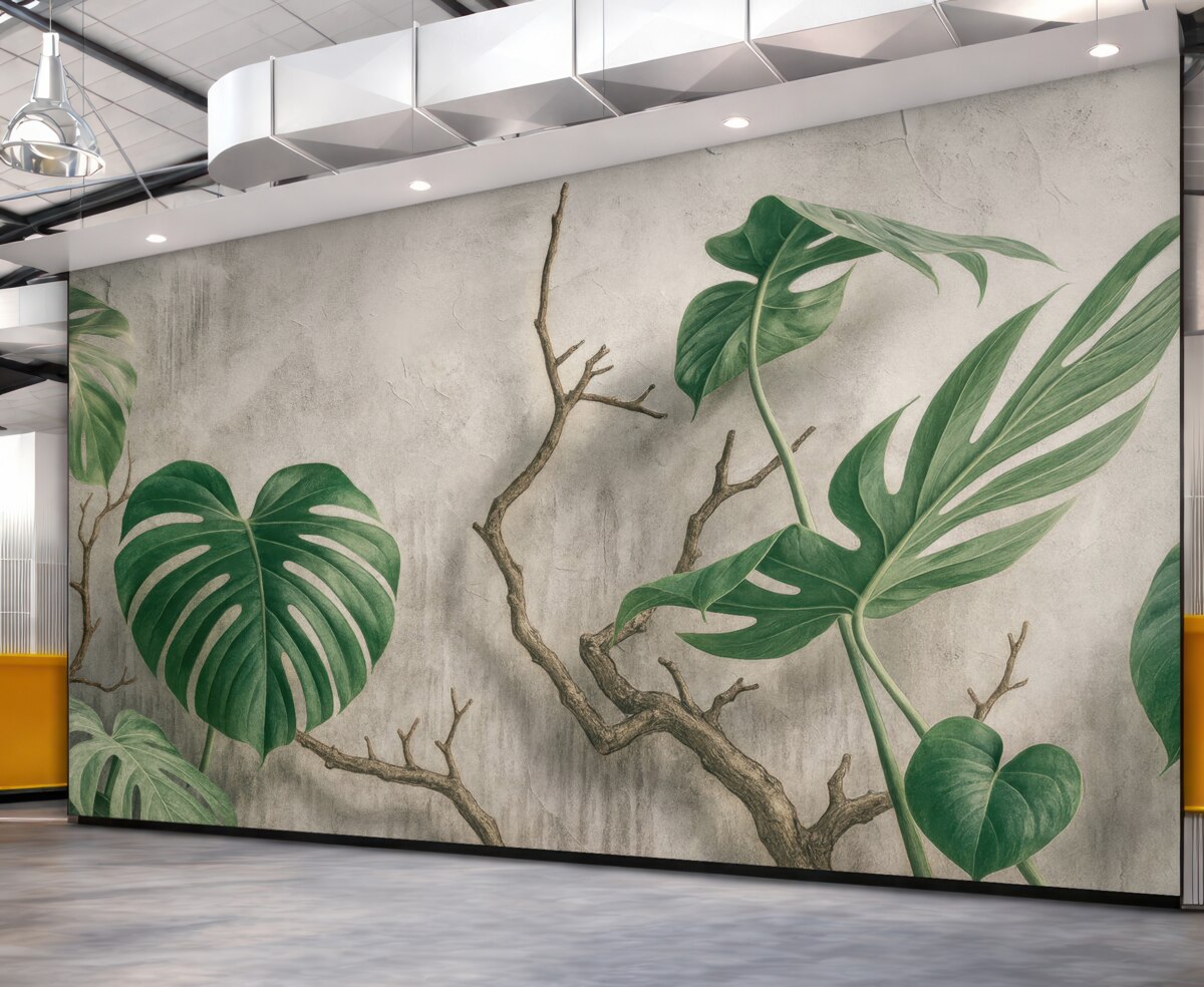 Fototapeta Roślina, kwiat i ptaszek.