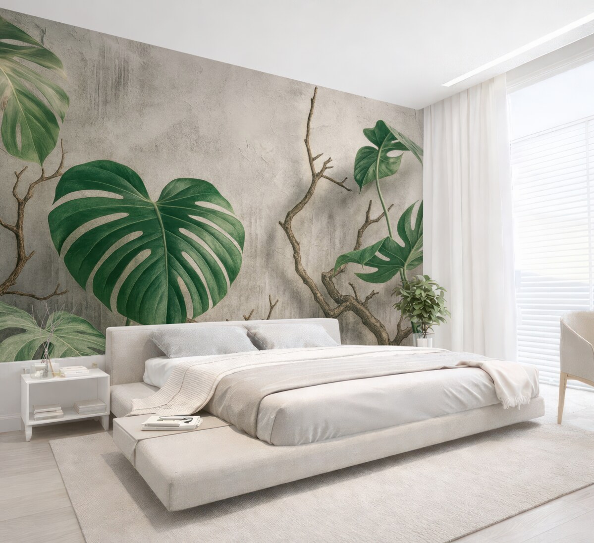 Fototapeta Roślina, kwiat i ptaszek.