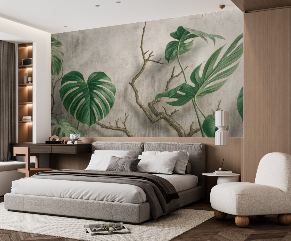 Fototapeta Roślina, kwiat i ptaszek.