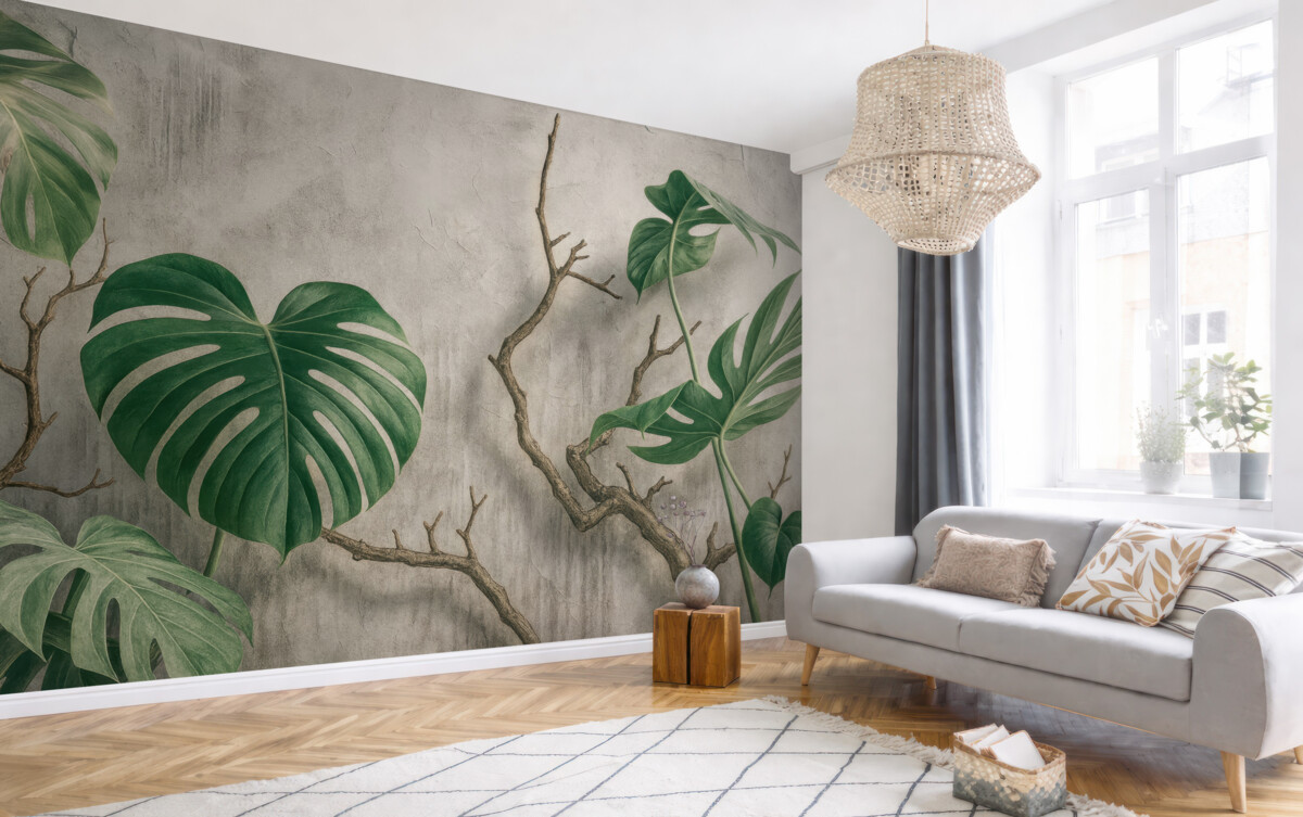 Fototapeta Roślina, kwiat i ptaszek.