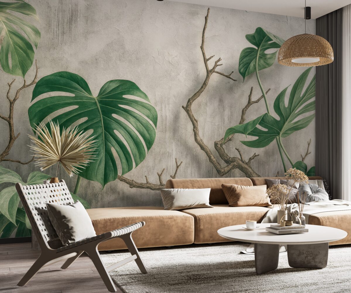 Fototapeta Roślina, kwiat i ptaszek.