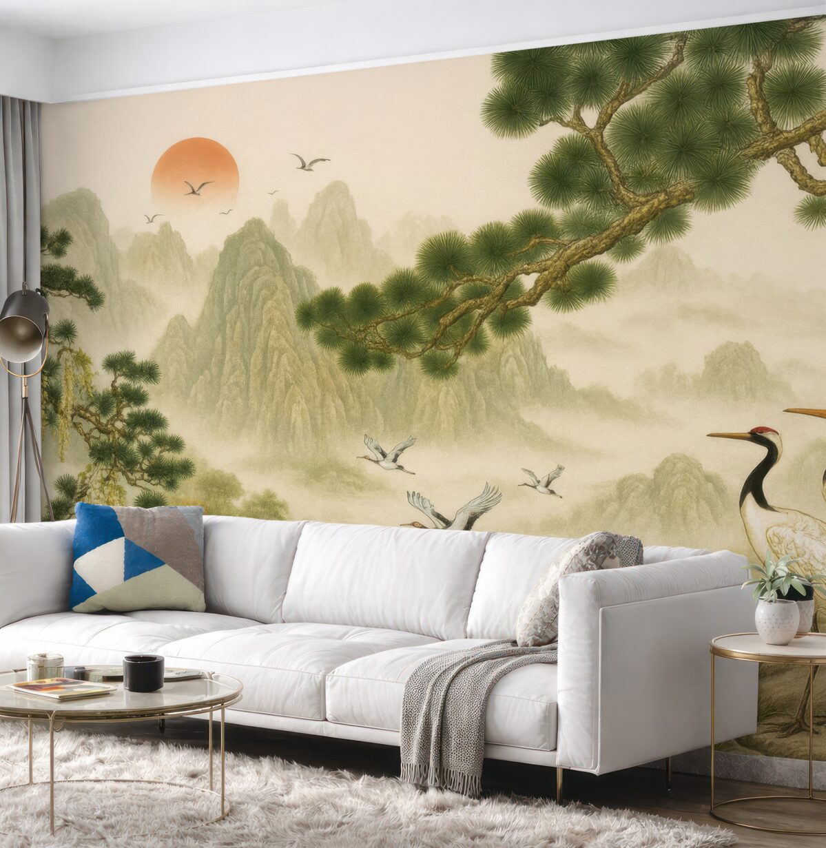 Fototapeta Kolejne zdanie: Wzniesienia, bociany przy sośnie.