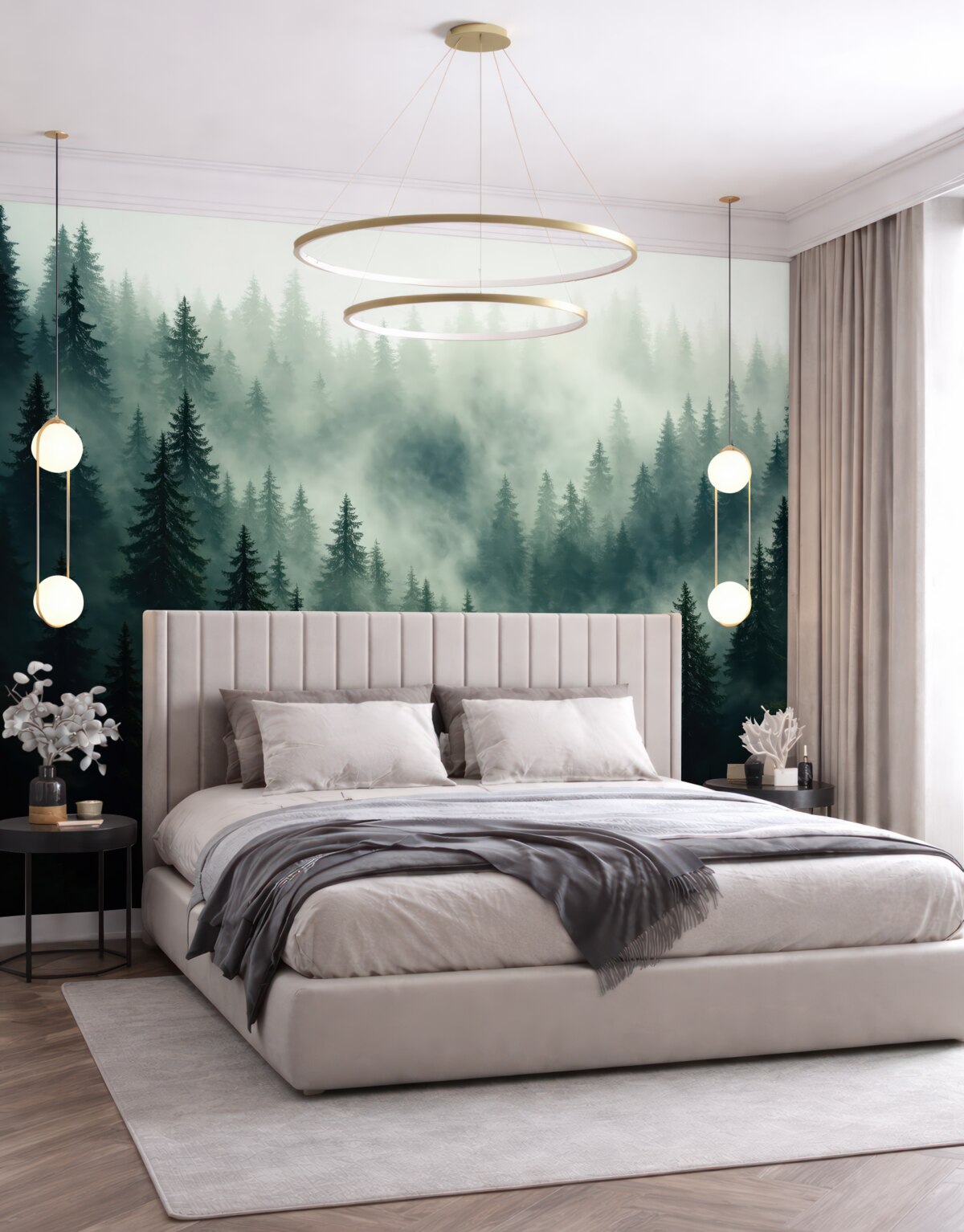 Fototapeta Zamglony poranek, las.