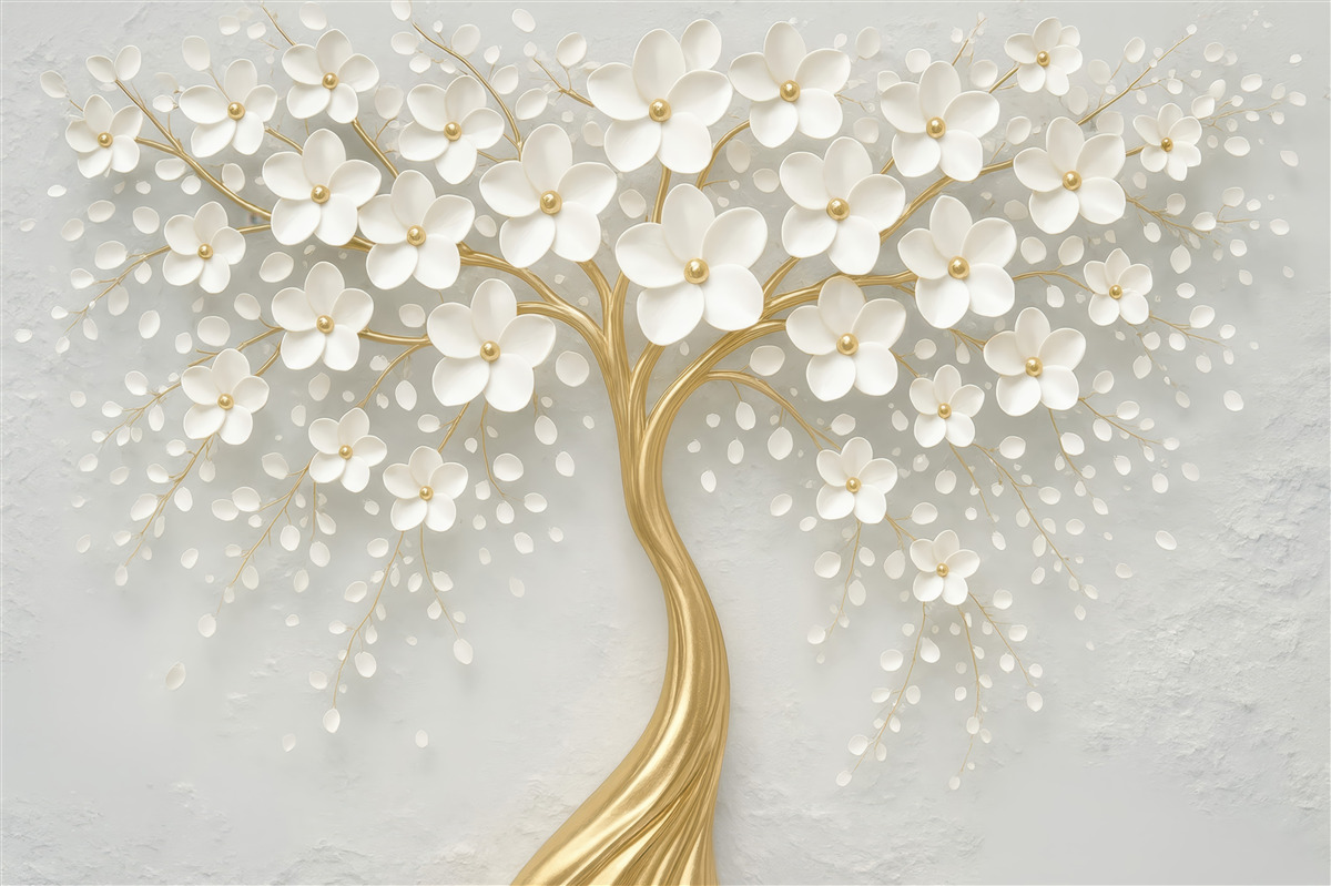 Fototapeta Rozkwitające drzewo z obfitymi kwiatami.