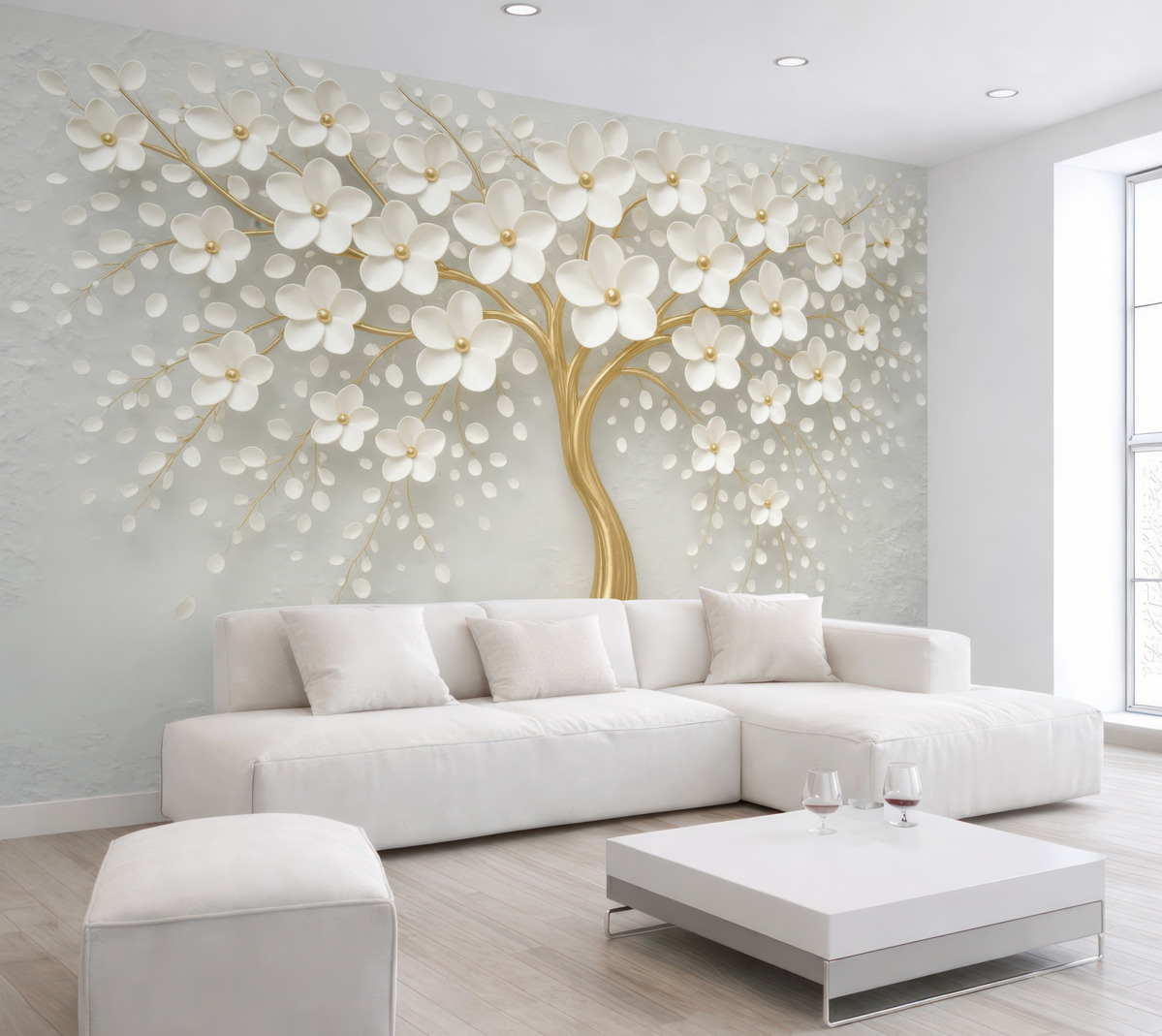 Fototapeta Rozkwitające drzewo z obfitymi kwiatami.