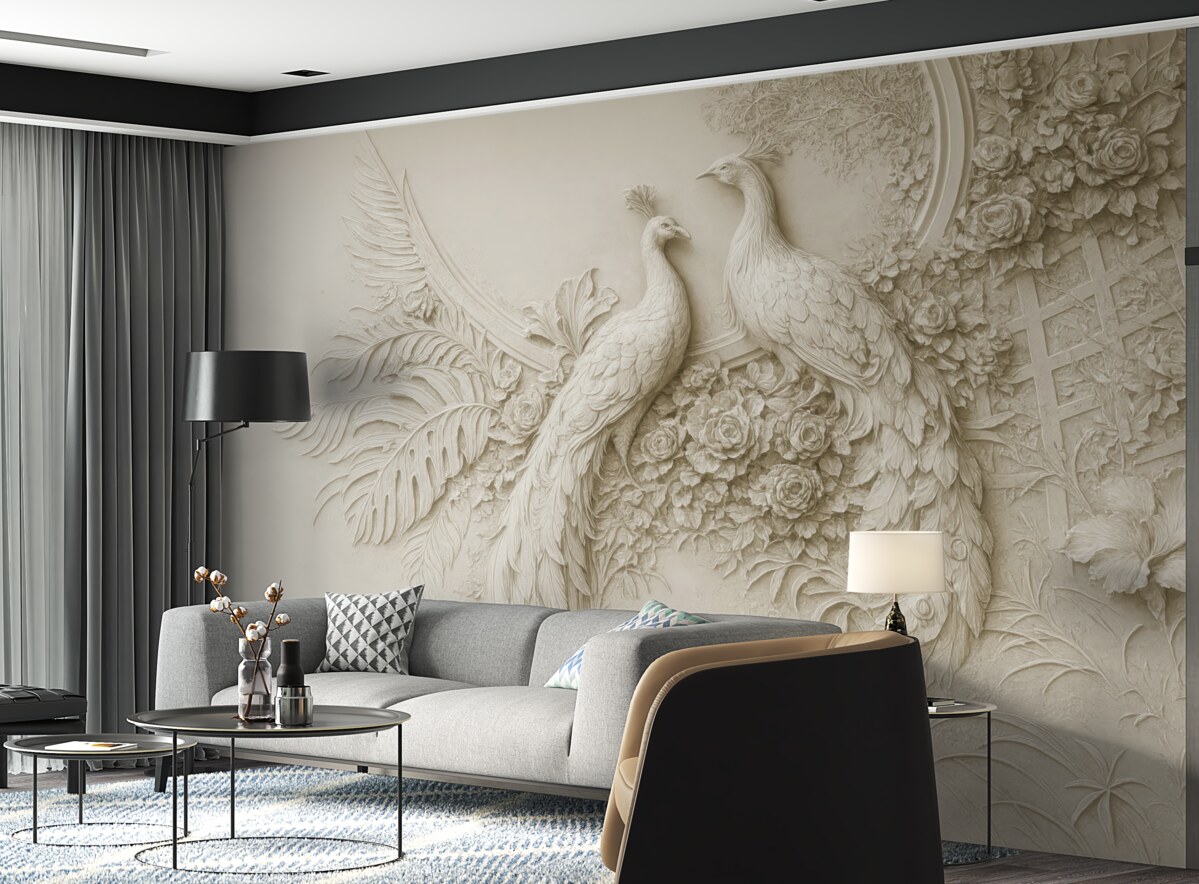 Fototapeta Roślina, pióro i szarość.