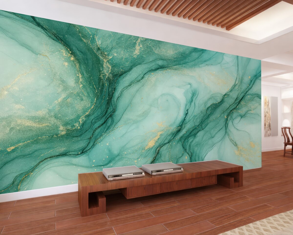 Fototapeta Turkusowy marmur z subtelną mgiełką.