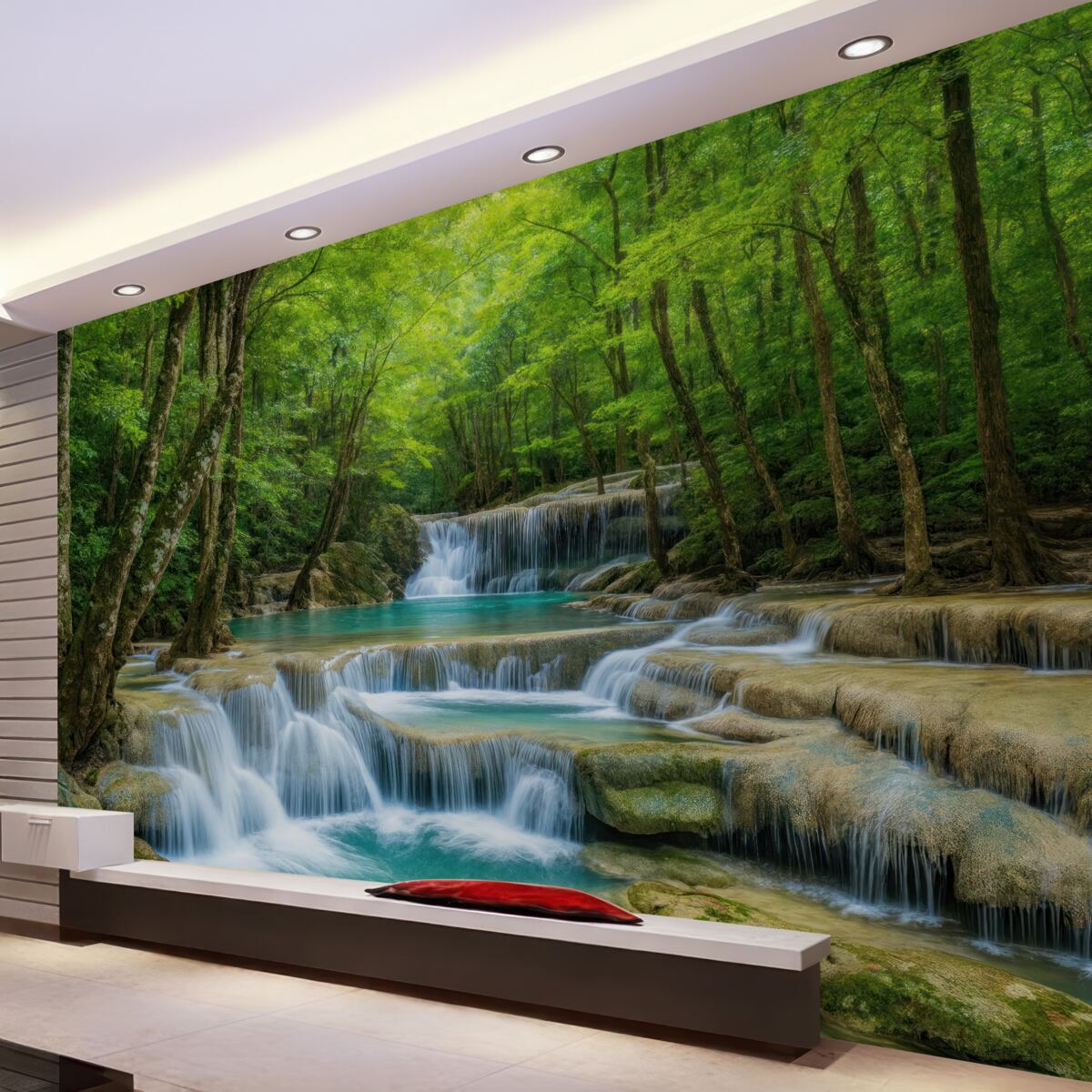 Fototapeta Bystrza strumienia w lesie.