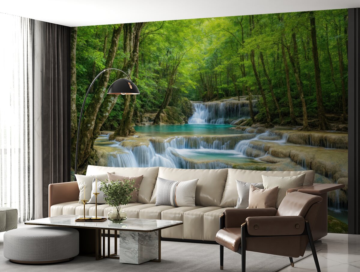 Fototapeta Bystrza strumienia w lesie.