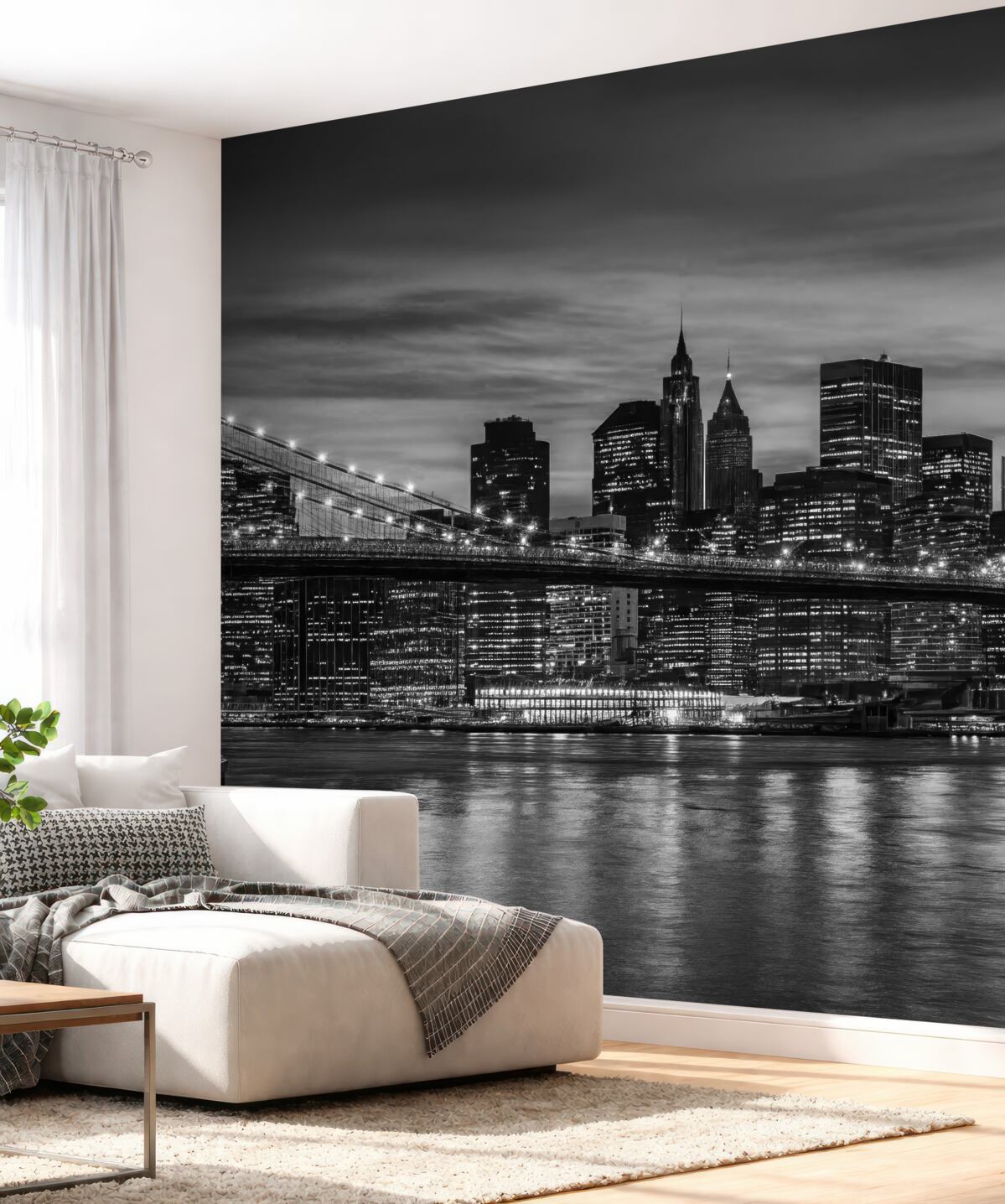 Fototapeta Jednobarwna panorama miasta o zmroku.