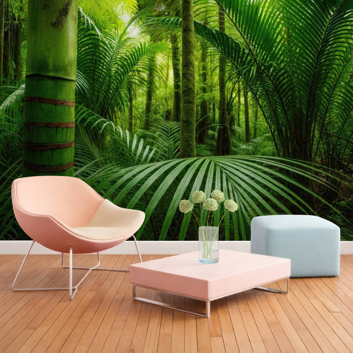 Fototapeta Puszysta zieleń w gęstym lesie.