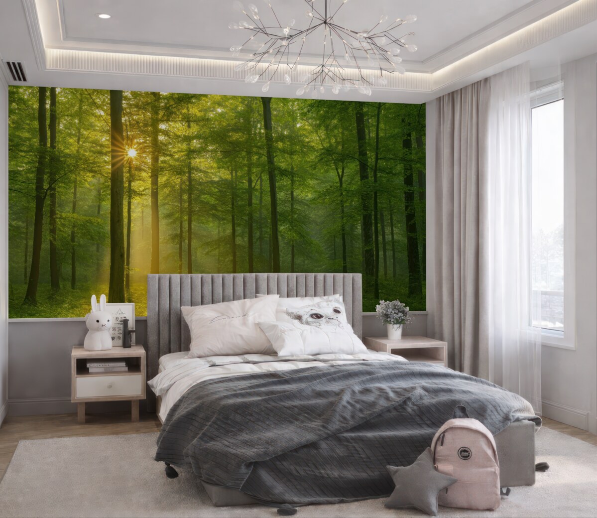 Fototapeta Spokój w słonecznym lesie.