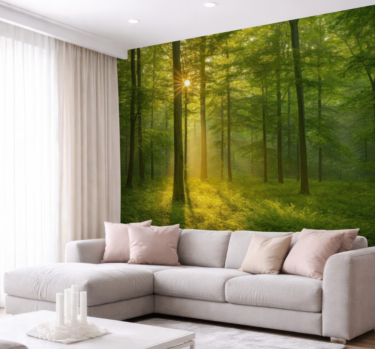 Fototapeta Spokój w słonecznym lesie.