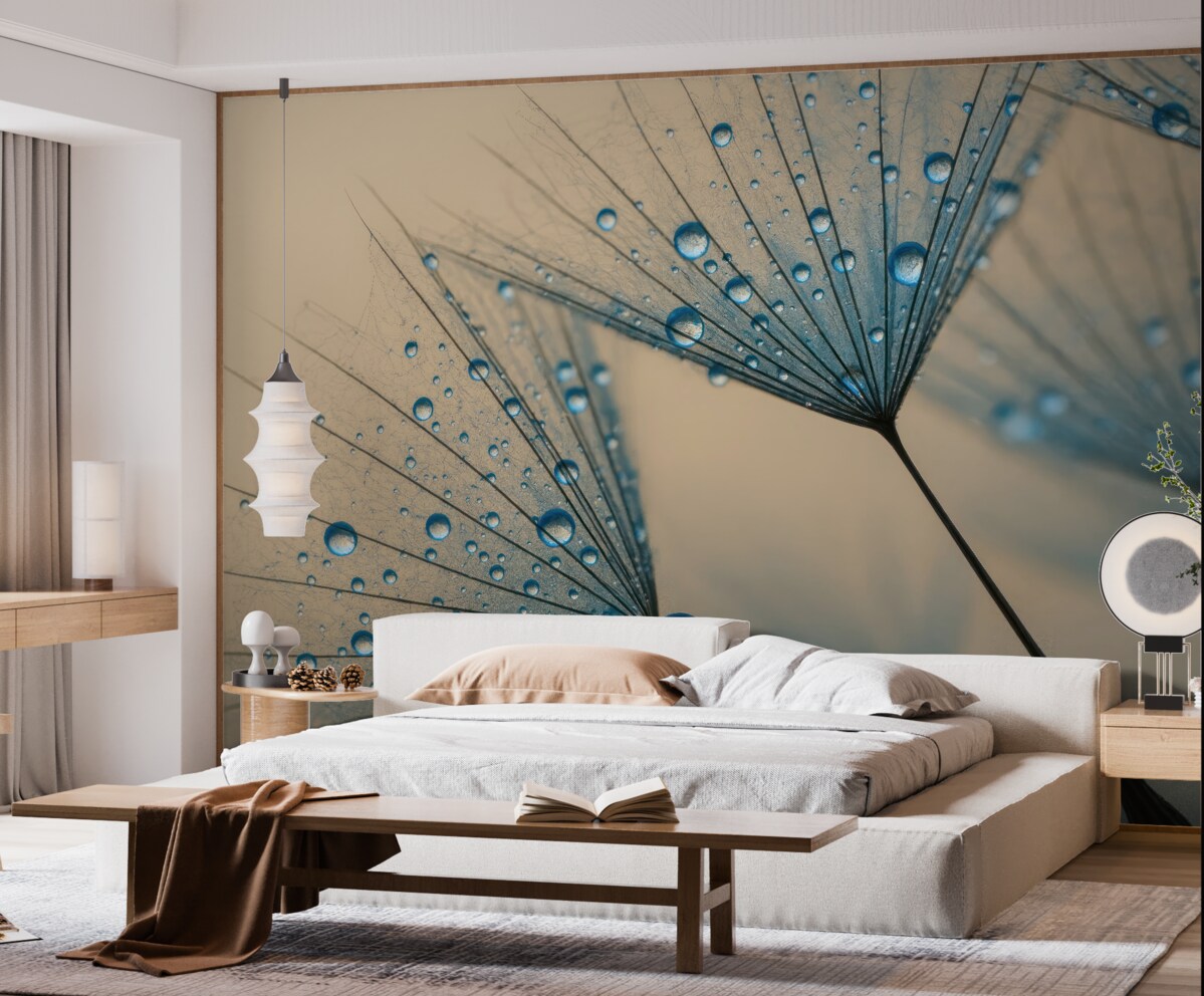 Fototapeta Mlecze z taszącymi kroplami wody.