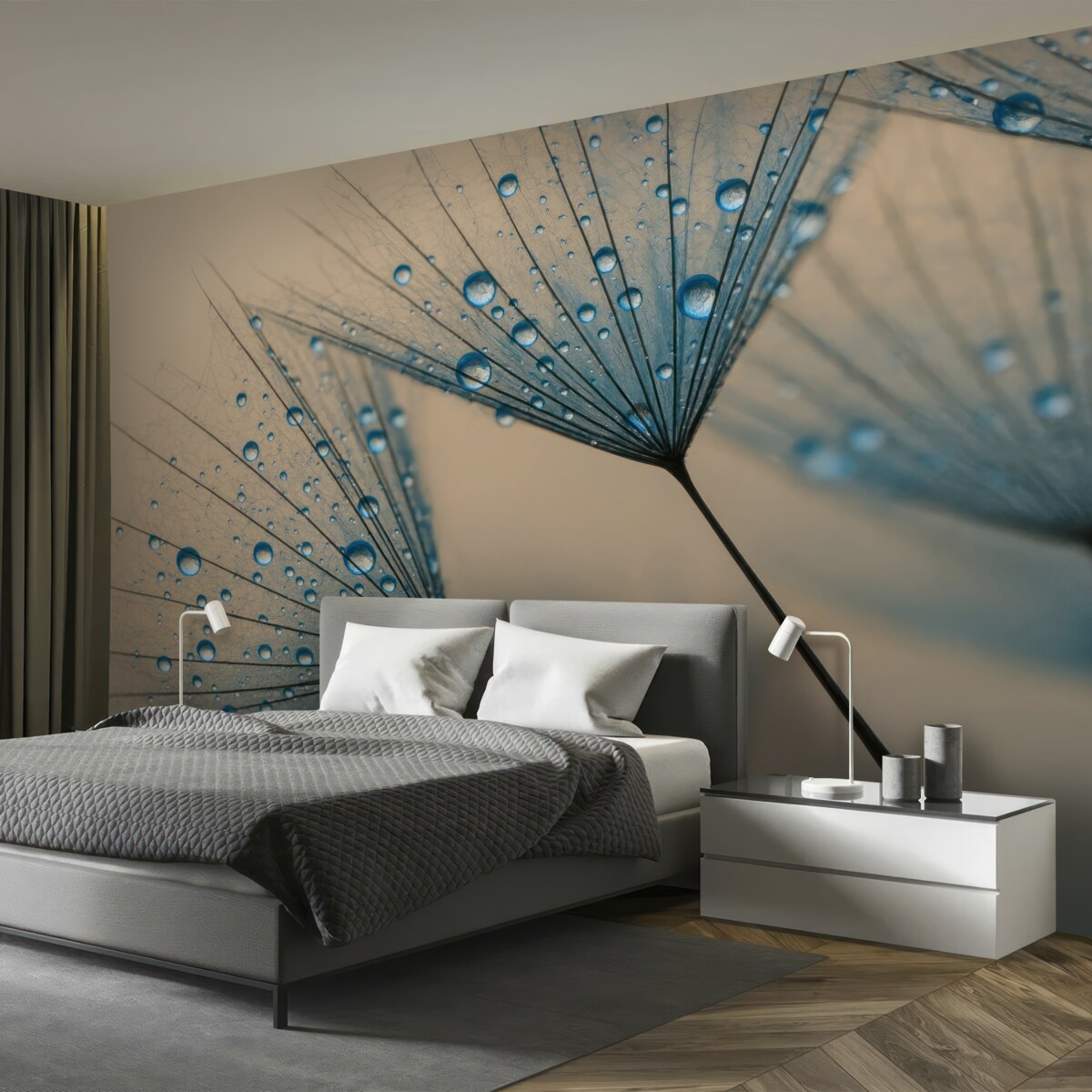 Fototapeta Mlecze z taszącymi kroplami wody.