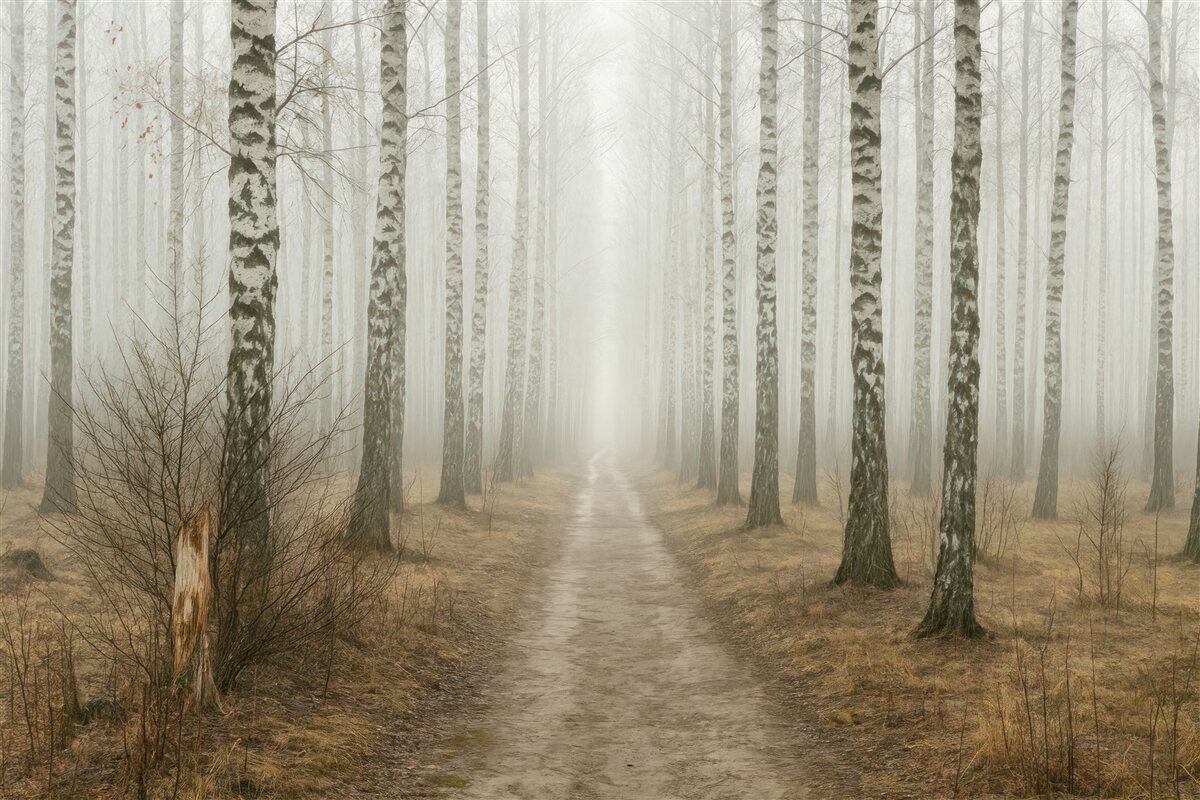 Fototapeta Brzozy w mgle.