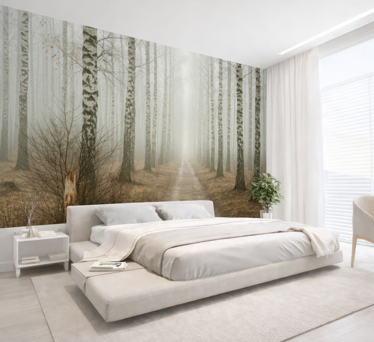 Fototapeta Brzozy w mgle.