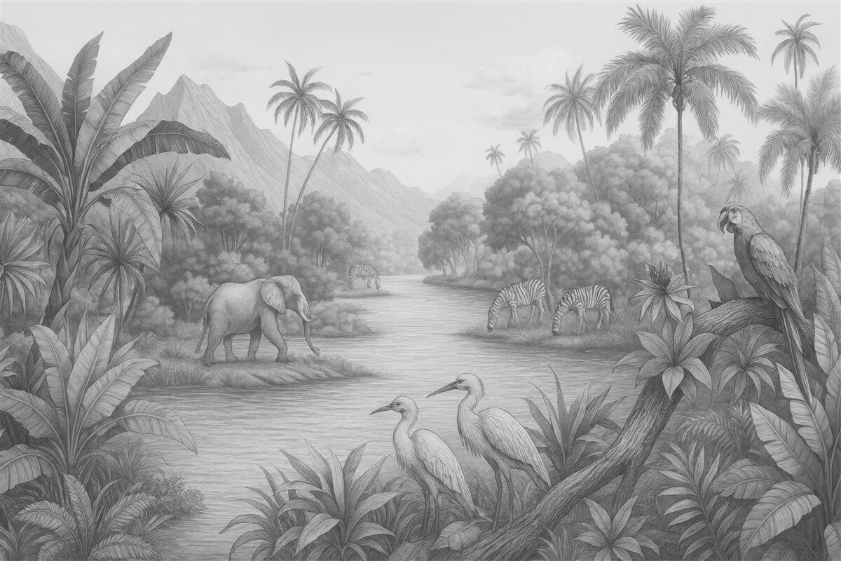 Fototapeta Tropiki w odcieniach czerni i bieli.