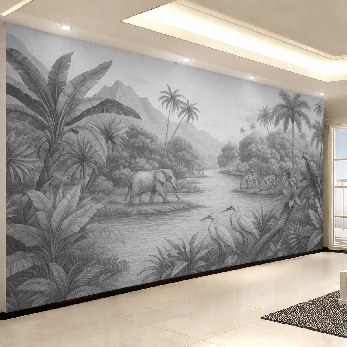 Fototapeta Tropiki w odcieniach czerni i bieli.