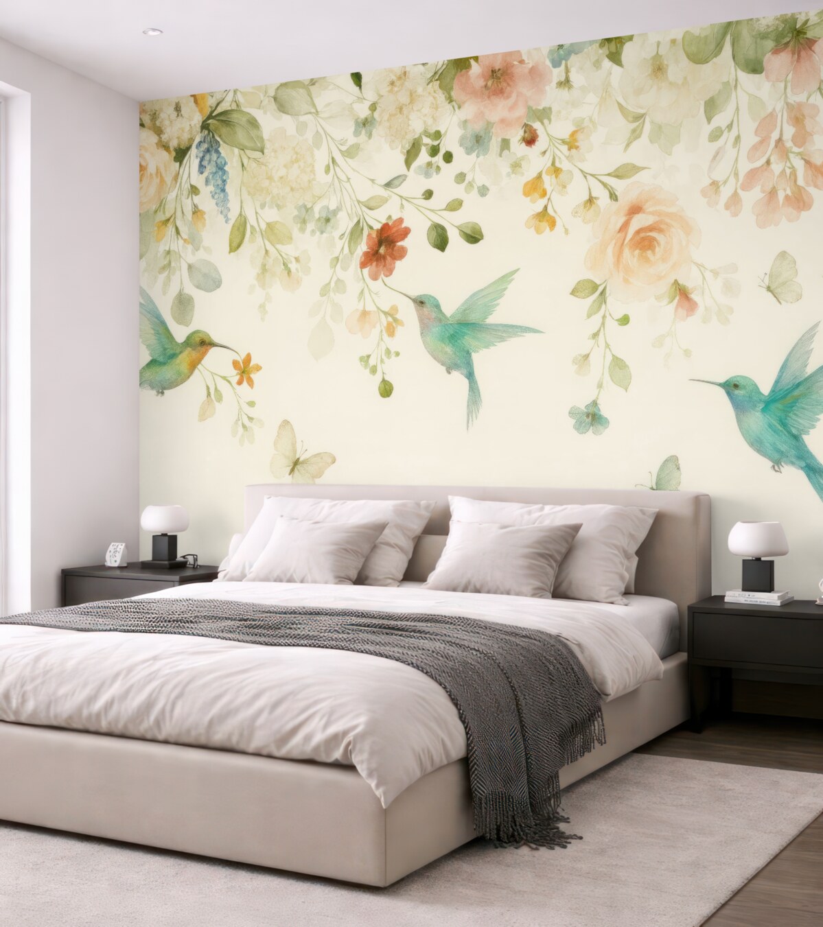 Fototapeta Kwiaty i kolibry.