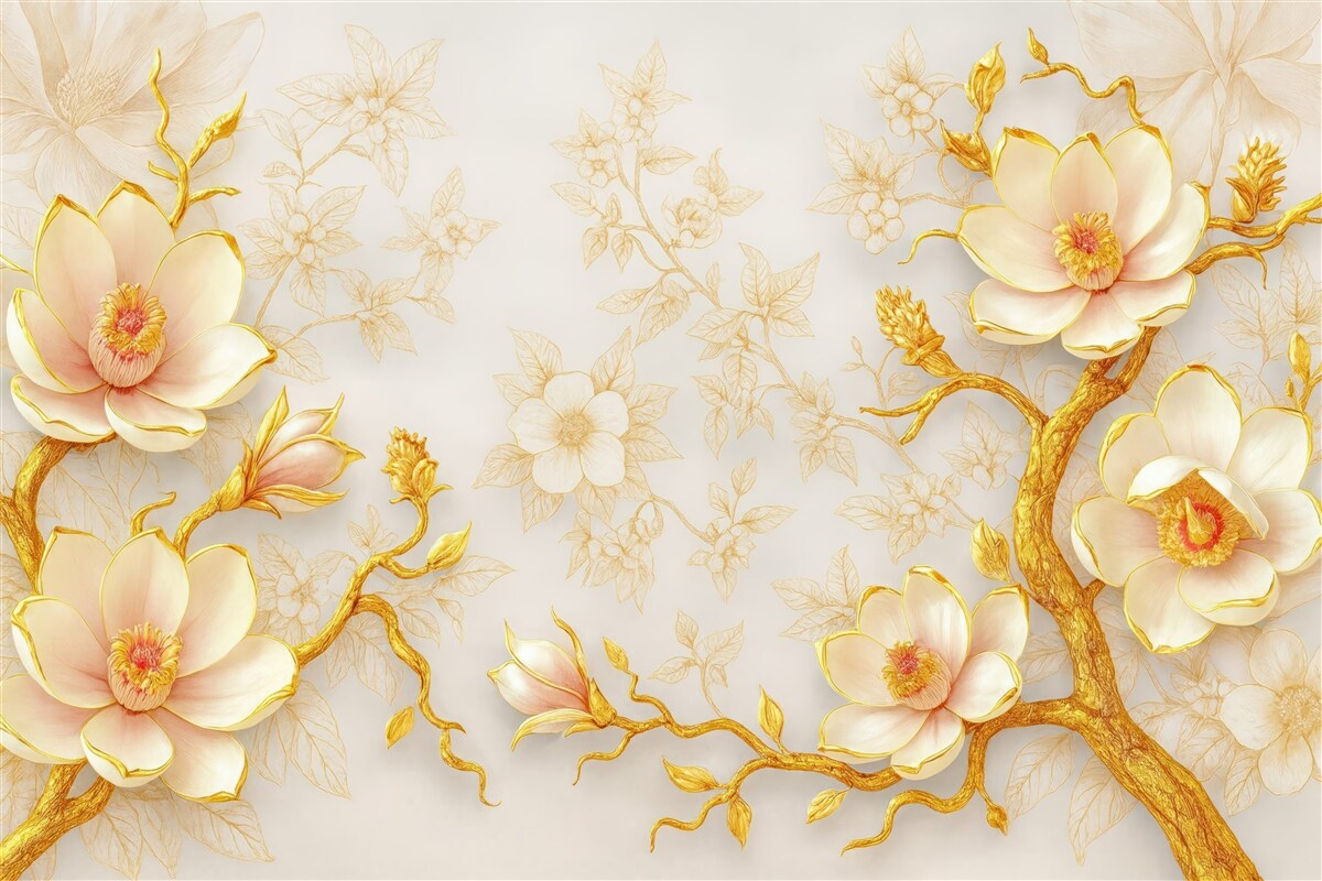 Fototapeta Stylowe kwiaty na subtelnym tle.