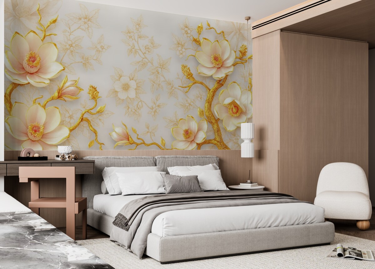 Fototapeta Stylowe kwiaty na subtelnym tle.