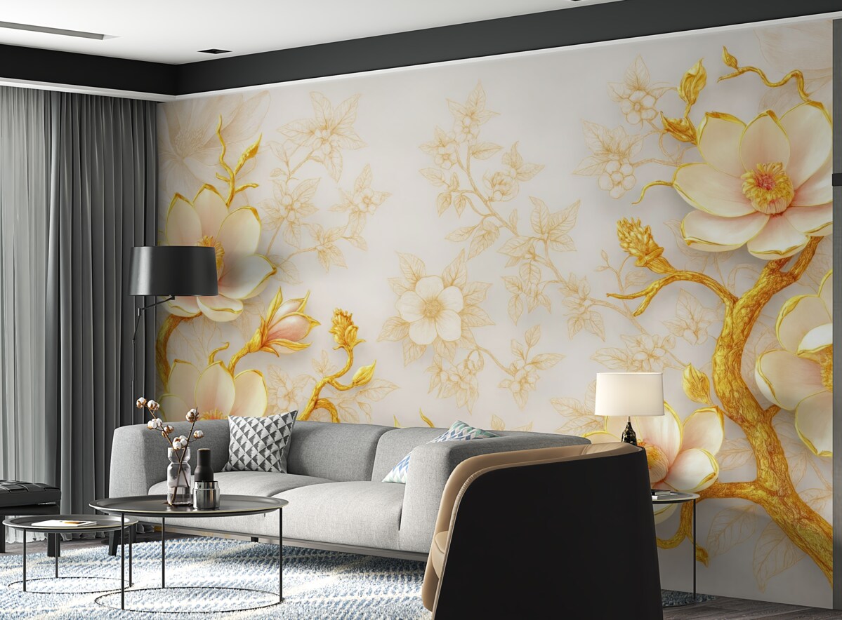 Fototapeta Stylowe kwiaty na subtelnym tle.