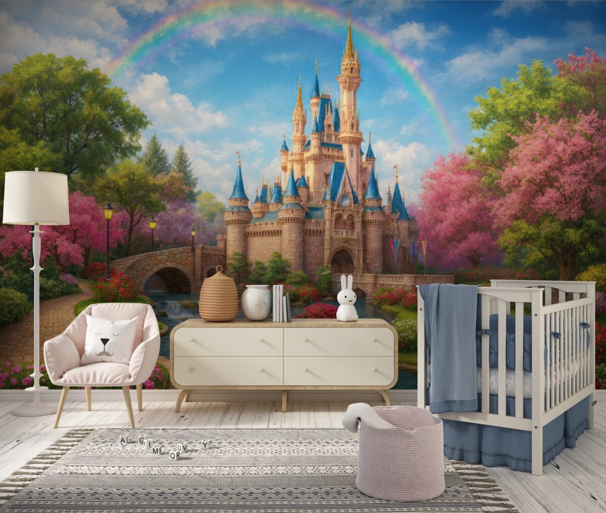 Fototapeta Tęcza nad bajkowym grodziskiem.