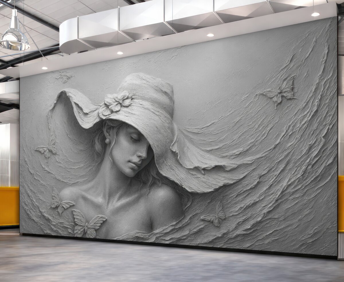 Fototapeta Kobieta w trójwymiarowym kapeluszu.