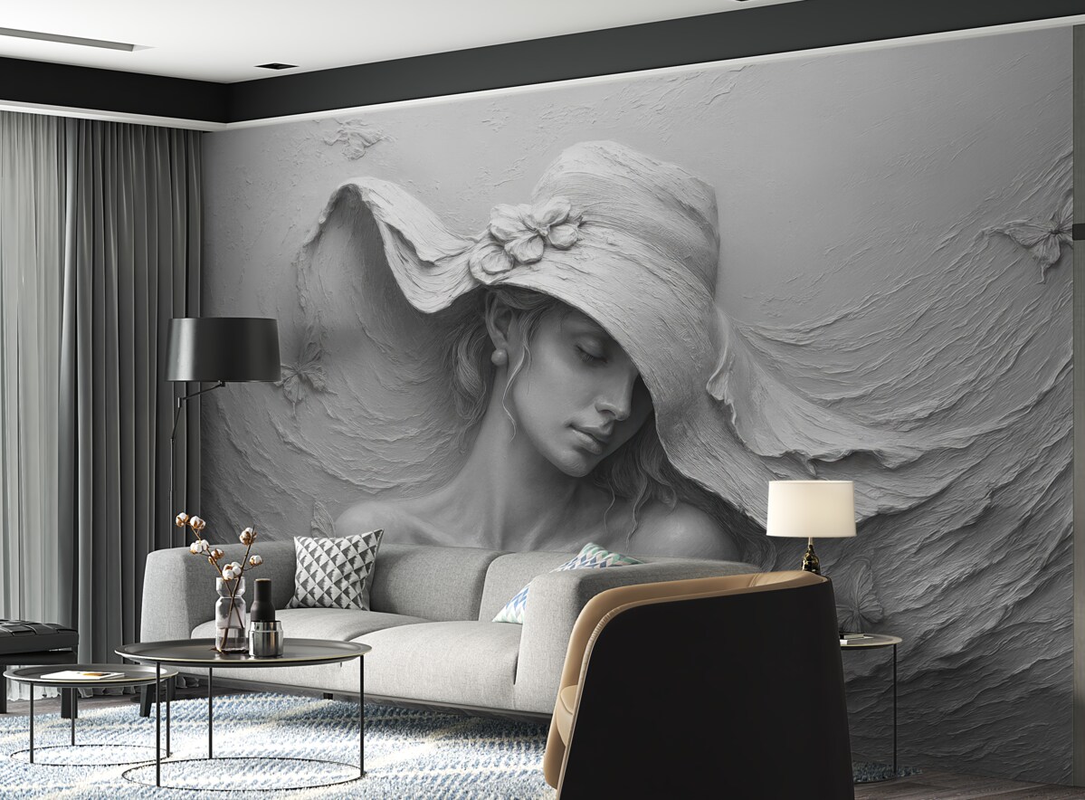 Fototapeta Kobieta w trójwymiarowym kapeluszu.