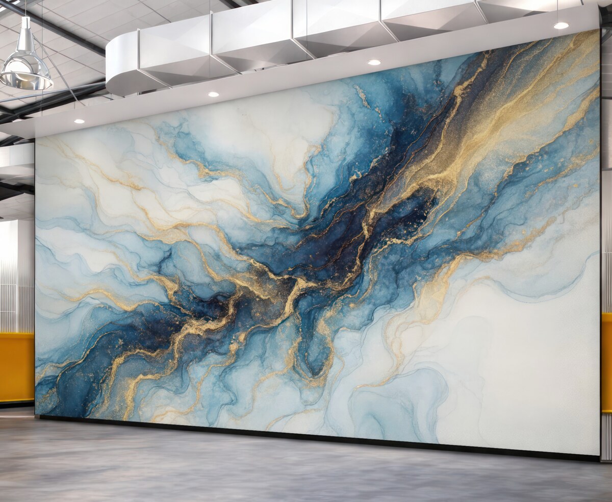 Fototapeta Biało-niebieski kamień, ciecz.