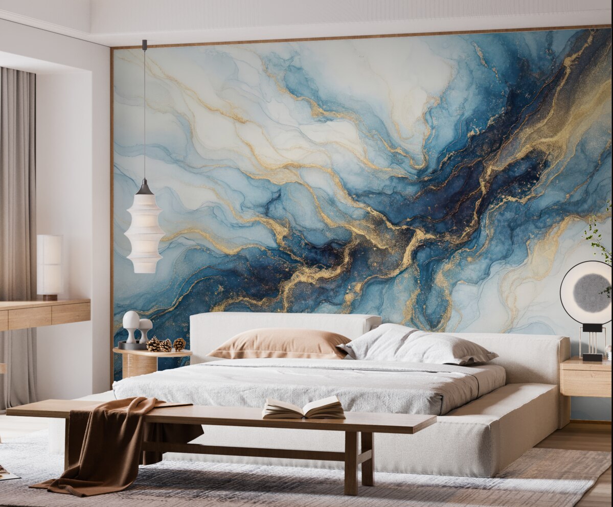 Fototapeta Biało-niebieski kamień, ciecz.