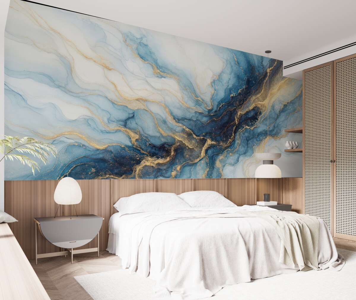 Fototapeta Biało-niebieski kamień, ciecz.