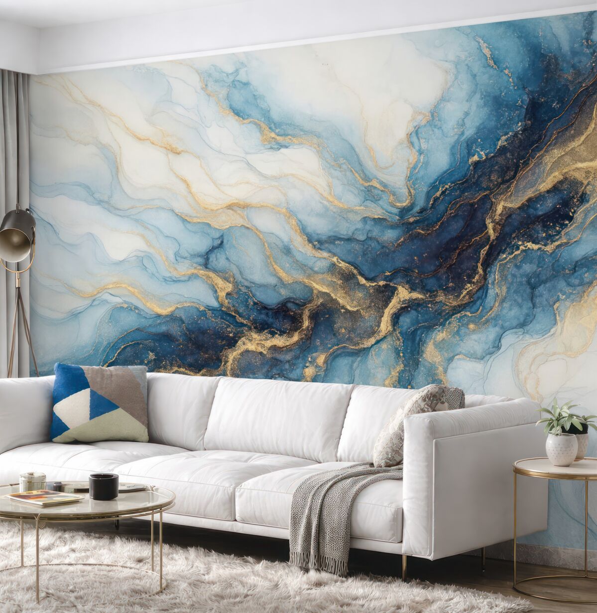 Fototapeta Biało-niebieski kamień, ciecz.